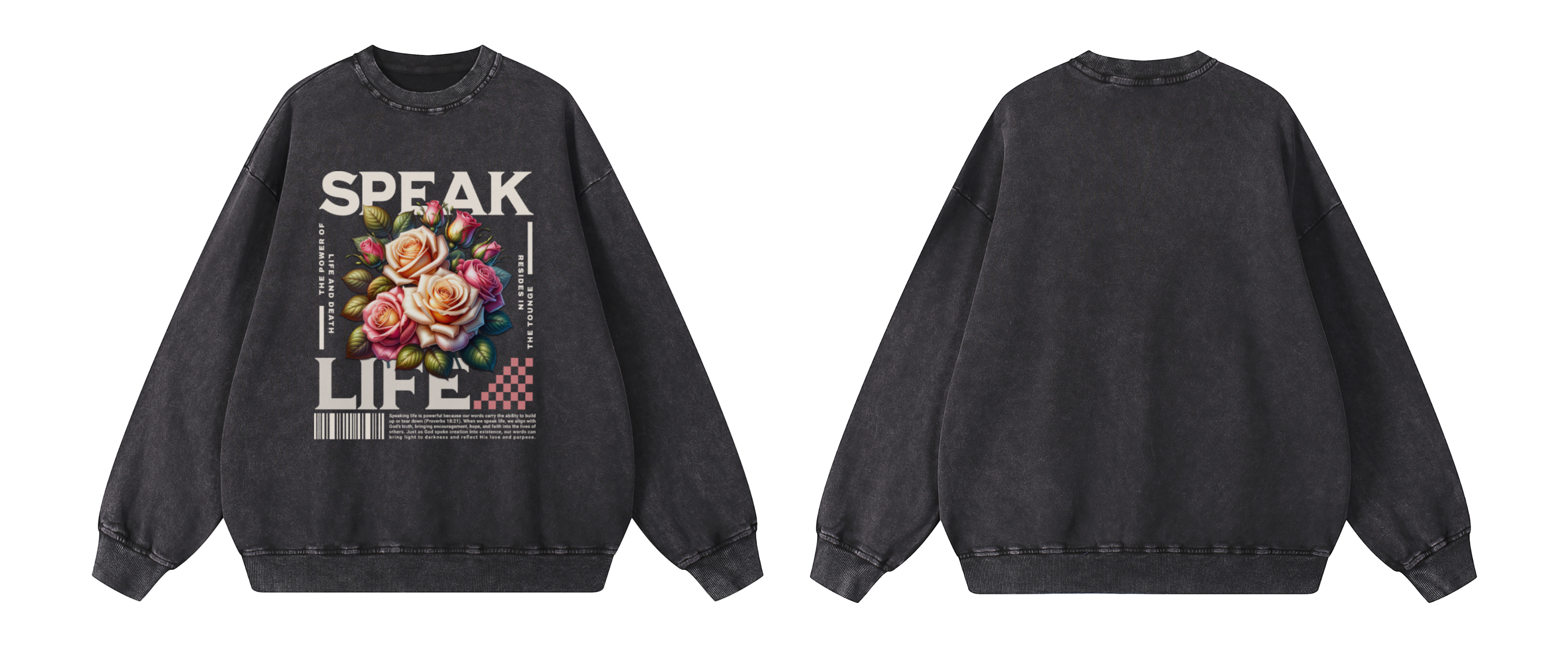 S P E A K / L I F E - Acid Wash Oversize Sweatshirt -